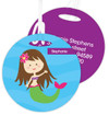 Cute Brunette Mermaid Kids Luggage Tags