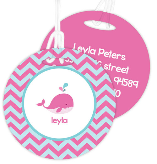 Sweet Pink Whale Luggage Tags For Kids