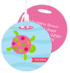 Swimming Pink Turtle Luggage Tags For Kids