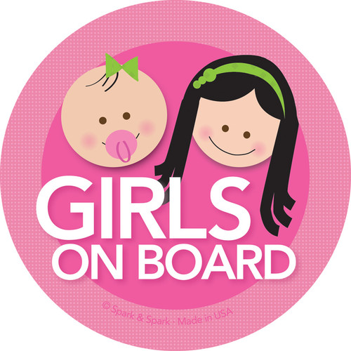 Black Hair Girls On Board Car Stickers by Spark & Spark