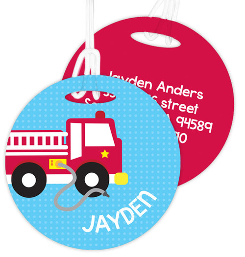 Cool Firetruck Luggage Tags For Kids