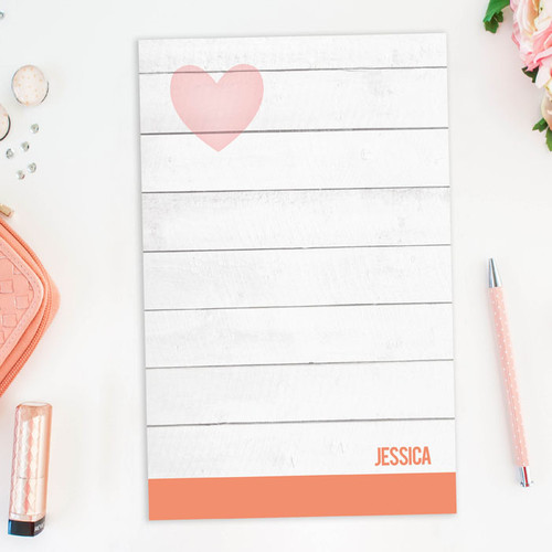 Modern Fun Personalized Notepads | Rustic White Heart