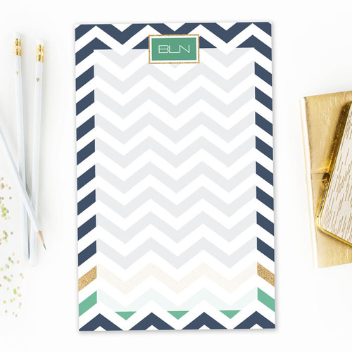 Awesome Monogrammed Notepads | Blue Chevron