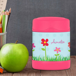 spring flowers personalized thermos food jar for kids