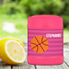 pink basketball fan personalized thermos food jar for kids