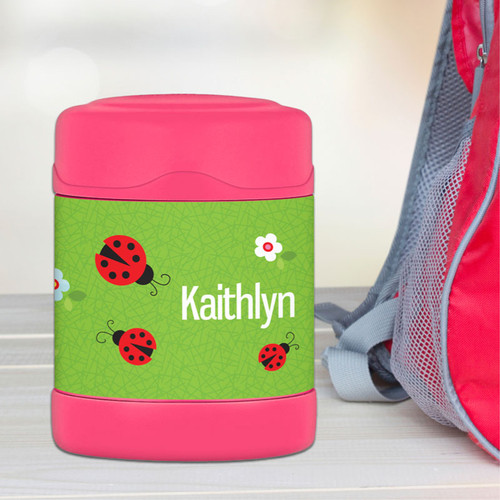 curious lady bug personalized thermos food jar for kids