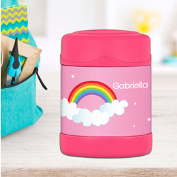dreamy rainbow personalized thermos food jar for kids