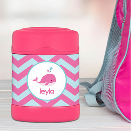 sweet pink whale personalized thermos food jar for kids