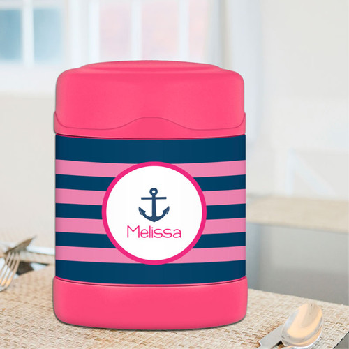 pink anchor sail personalized thermos food jar for kids