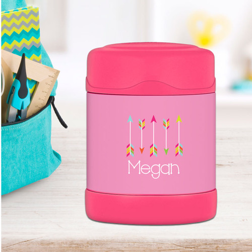 colorful arrows personalized thermos food jar for kids