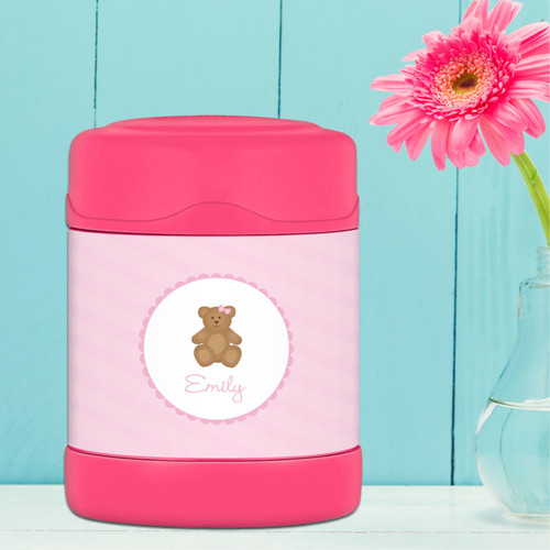 sweet teddy bear personalized thermos food jar for kids