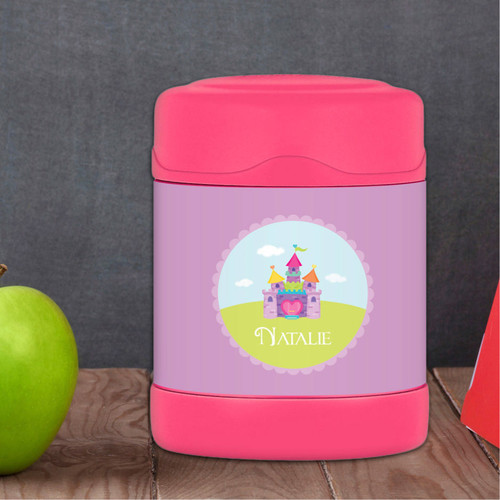 pretty heart castle personalized thermos food jar for kids
