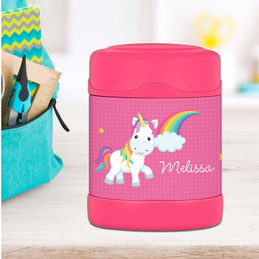 rainbow unicorn personalized thermos food jar for kids