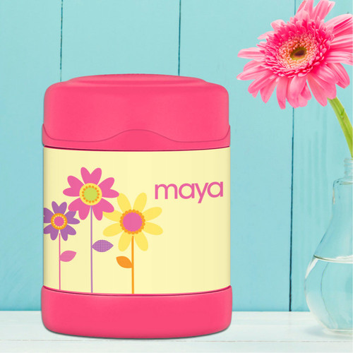 three spring blooms personalized thermos food jar for kids