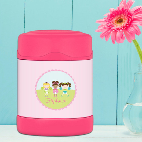 three cheerleaders personalized thermos food jar for kids