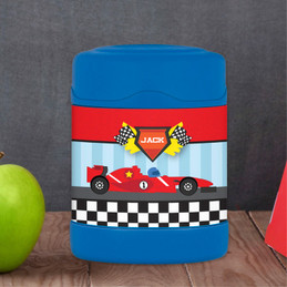fast race car personalized thermos food jar for kids