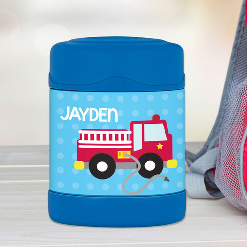firetruck personalized thermos food jar for kids