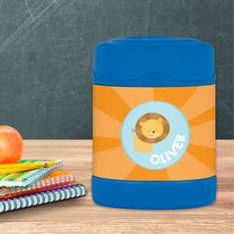 cute baby lion personalized thermos food jar for kids