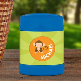 cute baby monkey personalized thermos food jar for kids
