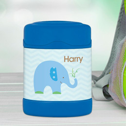 blue baby elephant personalized thermos food jar for kids