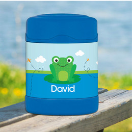 cute smiley frog personalized thermos food jar for kids
