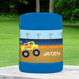 monster truck personalized thermos food jar for kids