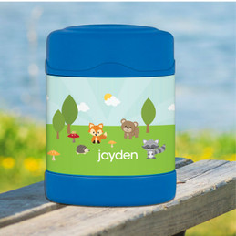 cute animals in the forest personalized thermos food jar for kids