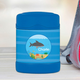 shark waves personalized thermos food jar for kids