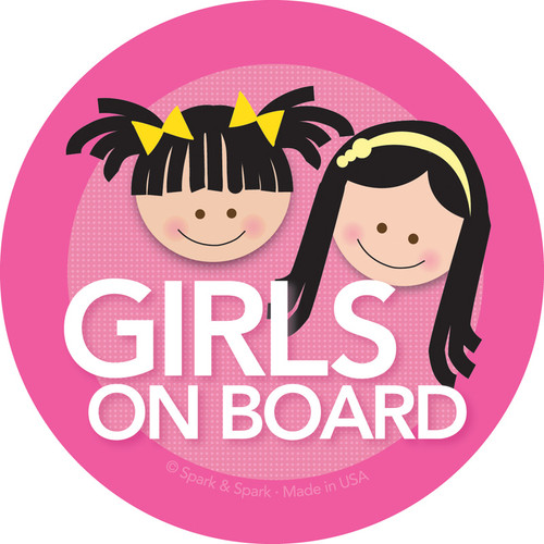 Fun Baby on Board Sign with Black Hair Girls | Spark & Spark