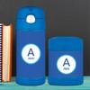 linen blue letter personalized thermos food jar for kids