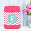 Pink and aqua chevron personalized thermos food jar for kids