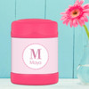 Shiny pink initial personalized thermos food jar for kids