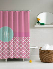 Pretty Pink Quatrefoil Shower Curtain