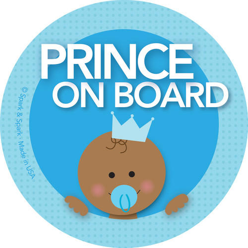 Baby on Board Sign w African American Prince | Spark & Spark
