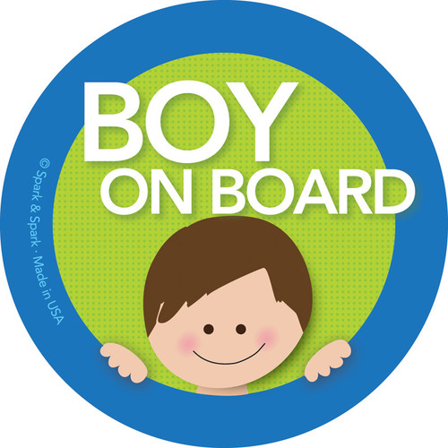 Baby on Board Sticker For Car w Brunette Boy | Spark & Spark