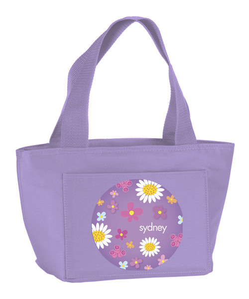 Cute Daisies on Purple Kids Lunch Tote