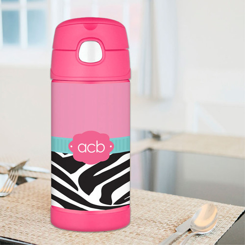 Zebra And Pink Personalized Thermos For Kids