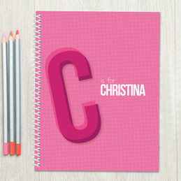 Double Initial Pink Kids Notebook