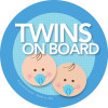 Super Cute Baby On Board Car Decal with Brunette Twin Boys
