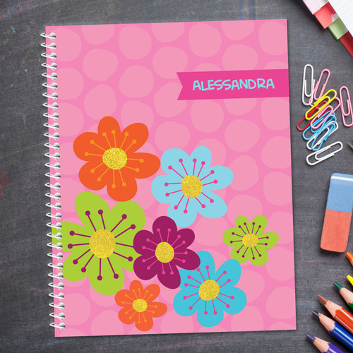 Shiny Bold Flowers Kids Notebook