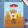black hair cowboy personalized notebook for kids