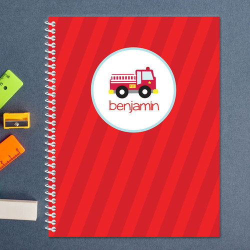 cute little firetruck personalized notebook for kids
