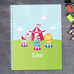 fun circus animals personalized notebook for kids