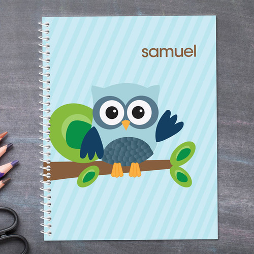 blue owl personalized notebook for kids
