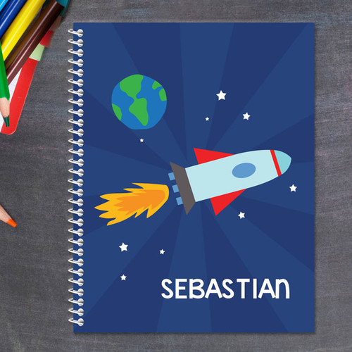 rocket in space personalized notebook for kids