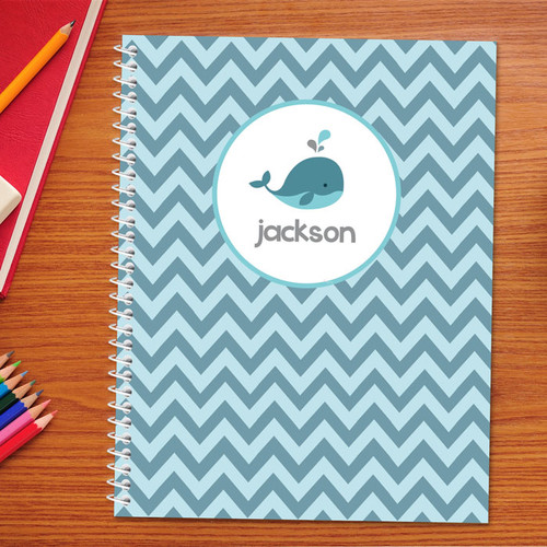 sweet little blue whale personalized notebook for kids