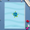 swimming blue turtle personalized notebook for kids