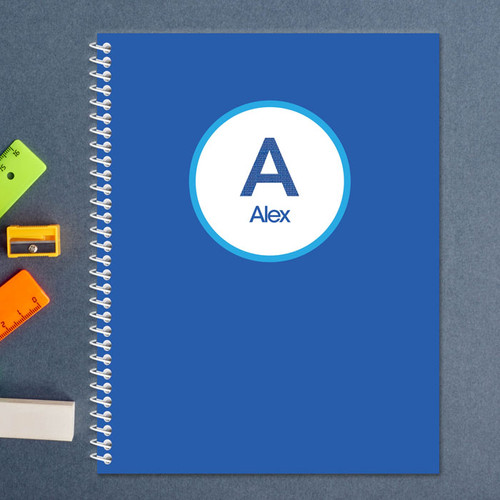linen blue letter personalized notebook for kids