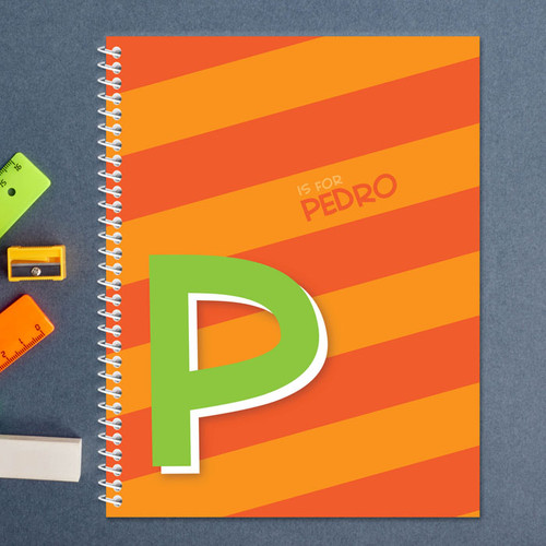 orange brilliant initial personalized notebook for kids
