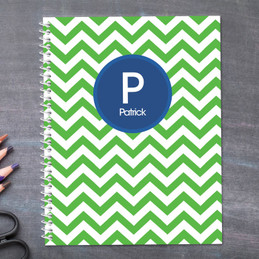 green and blue chevron personalized notebook for kids